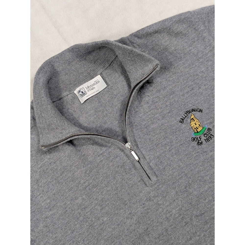 Johnstons of Elgin Wool Ribbed Quarter Zip Pullover Women's Gray‎ Size Small